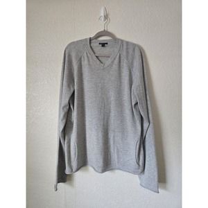 James Perse Cashmere Wool Sweater Womens Size 4 XL Gray V Neck Pullover